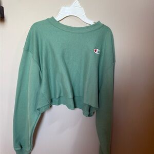 Champion Women's Mint Green Cropped Hoodie